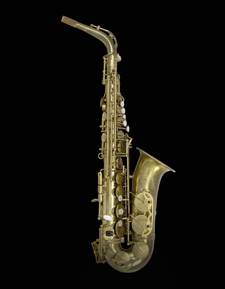 Schagerl-Model-66-Eb-Alto-Saxophone,-without-high-F#-key-–-Raw-brass-tile