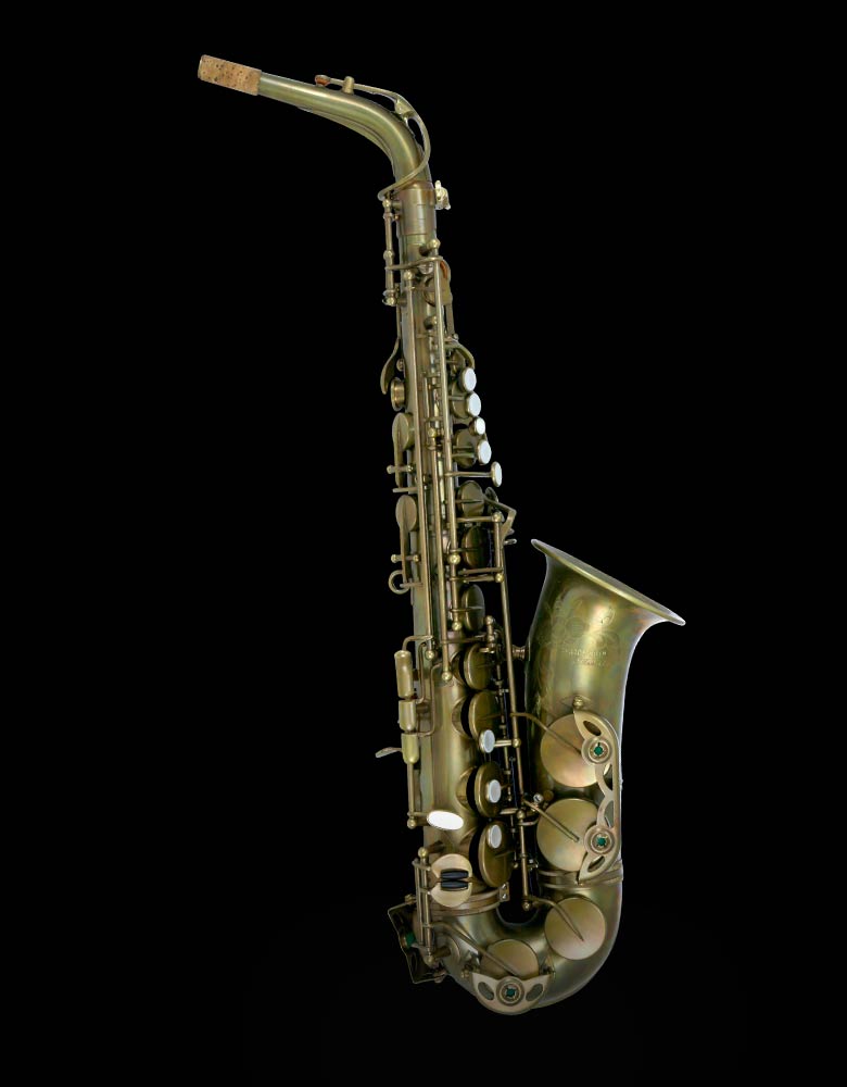 Schagerl-Model-66-Eb-Alto-Saxophone,-without-high-F#-key-–-Vintage-finish-tile